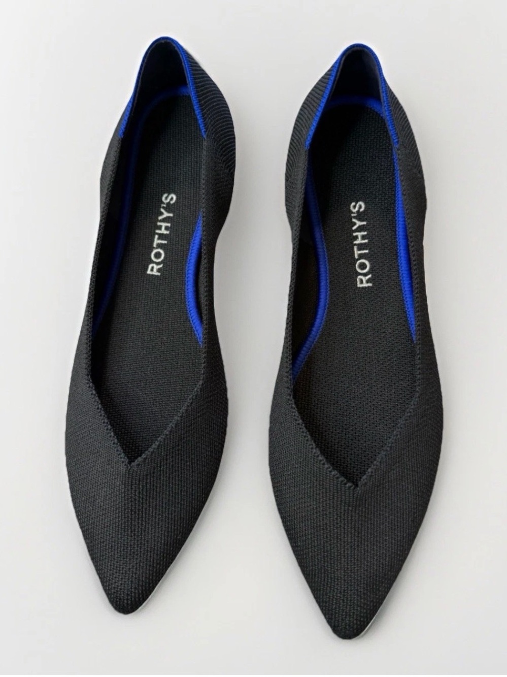 Rothy's The Point Pointed Toe Slip On Ballet Flats Women’s Knit Shoes Sz 9 Black